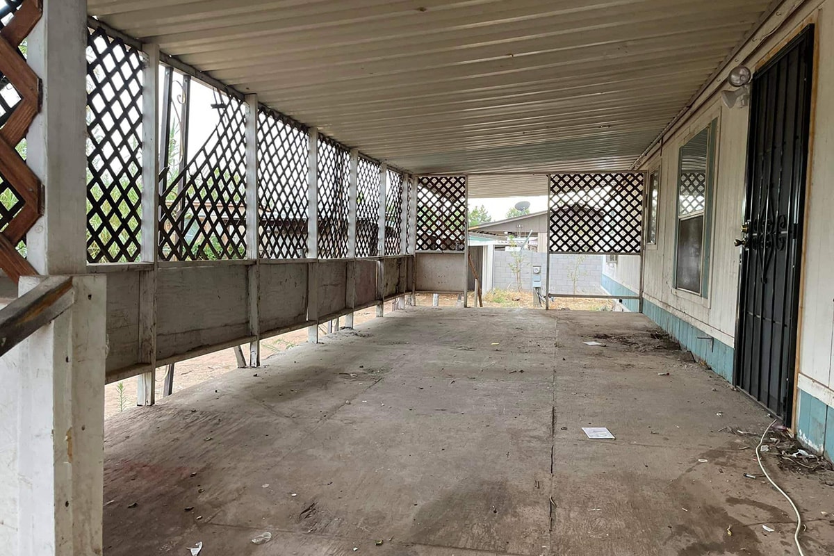 Clean porch after junk removal